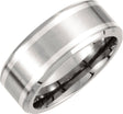 Titanium & Sterling Silver Inlay 9 mm Beveled-Edge Band Size 8