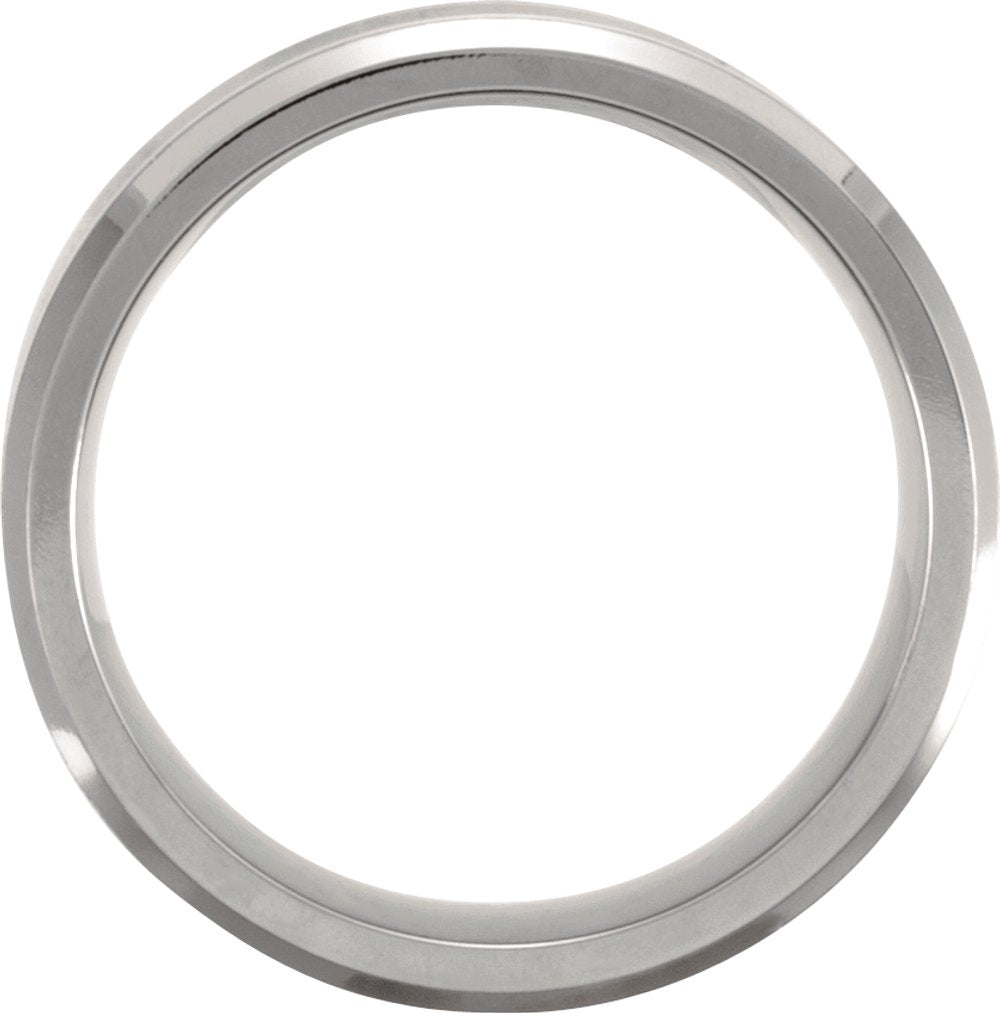 Titanium & Sterling Silver Inlay 9 mm Beveled-Edge Band Size 8