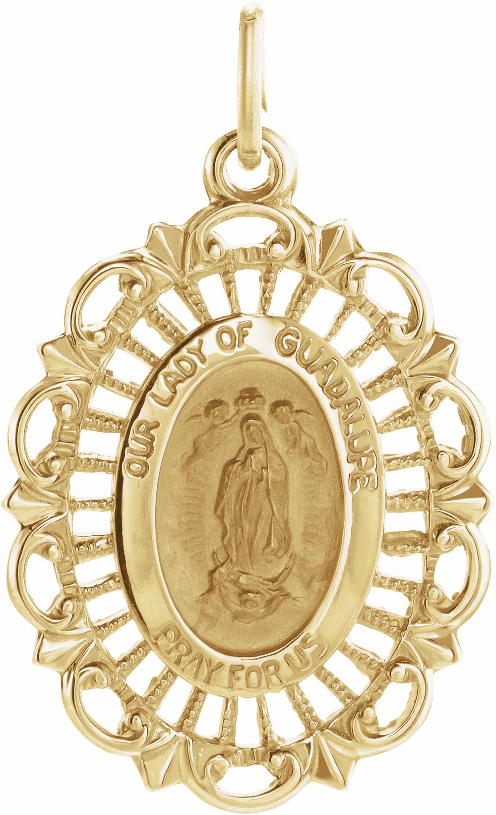 14K Yellow 21.5x15 mm Oval Our Lady of Guadalupe Medal