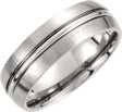 Titanium 7 mm Grooved Comfort-Fit Half Round Band Size 9