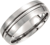 Titanium 7 mm Grooved Comfort-Fit Half Round Band Size 9