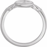 Sterling Silver 11.5x8.8 mm Oval Cross Signet Ring