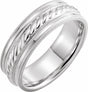 Sterling Silver 7 mm Milgrain Edge Rope Comfort-Fit Half Round Band Size 11.5