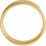 14K Yellow Gold 7 mm Knurled Stepped-Edge Flat Band Size 9