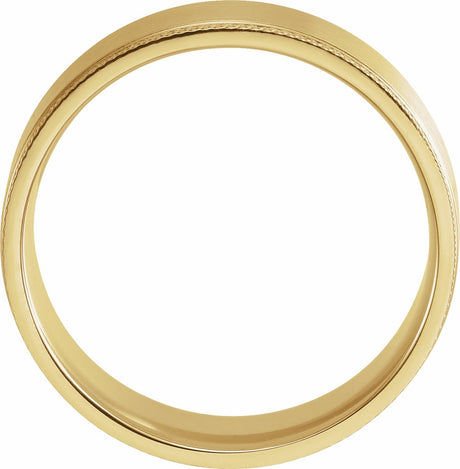 14K Yellow Gold 7 mm Knurled Stepped-Edge Flat Band Size 9