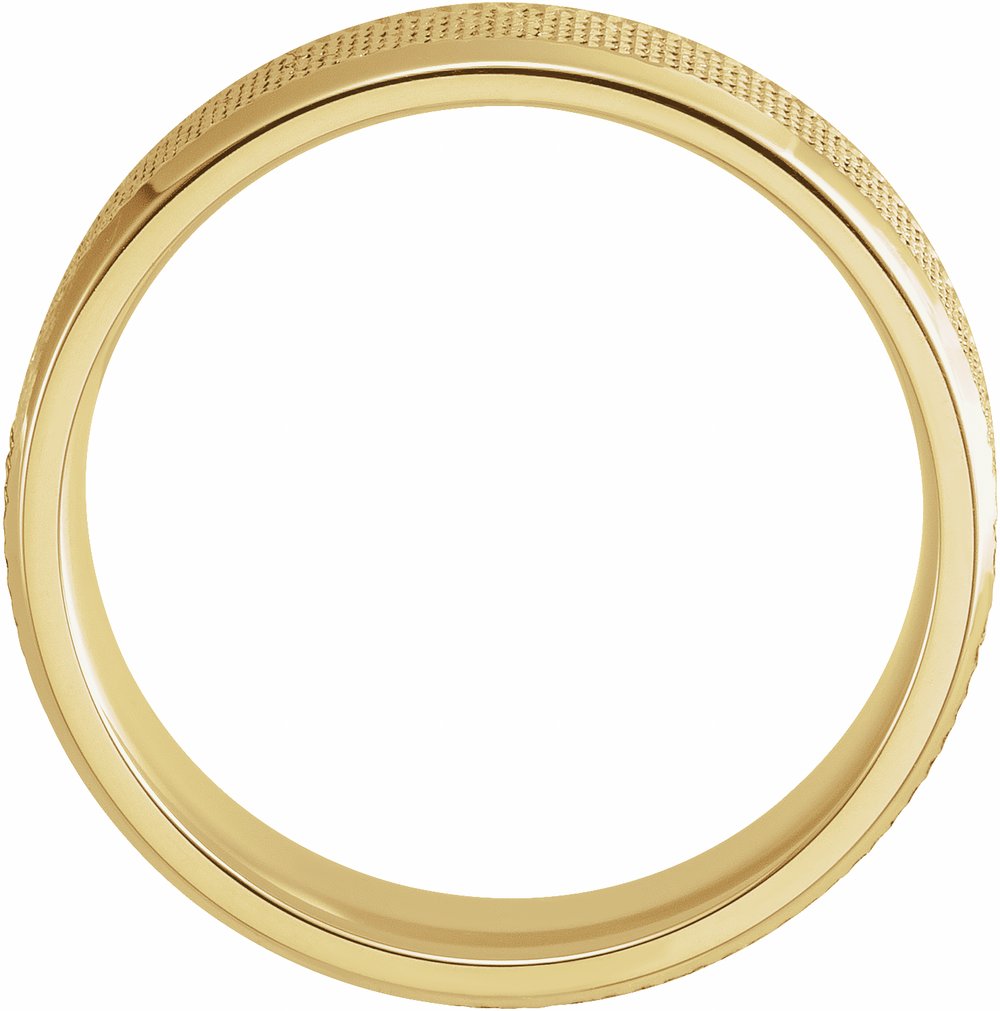 14K Yellow Gold 6 mm  Knurled Beveled-Edge Band Size 10.5