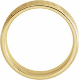 14K Yellow Gold 6 mm  Knurled Beveled-Edge Band Size 10.5