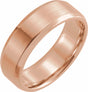 14K Rose 7 mm Beveled-Edge Band with Satin Finish Size 10 