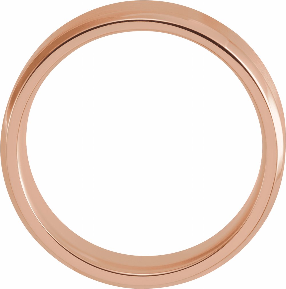 14K Rose 7 mm Beveled-Edge Band with Satin Finish Size 10