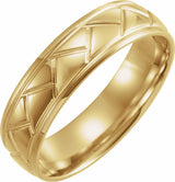 14K Yellow Gold 6 mm Tread Pattern Comfort-Fit Half Round Band Size 9