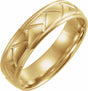 14K Yellow Gold 6 mm Tread Pattern Comfort-Fit Half Round Band Size 9
