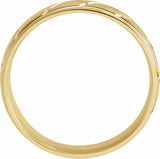 14K Yellow Gold 6 mm Tread Pattern Comfort-Fit Half Round Band Size 9