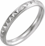 14K White Gold 3 mm Stepped-Edge Geometric Half Round Band Size 7