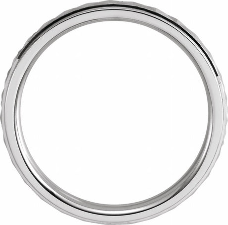 14K White Gold 3 mm Stepped-Edge Geometric Half Round Band Size 7