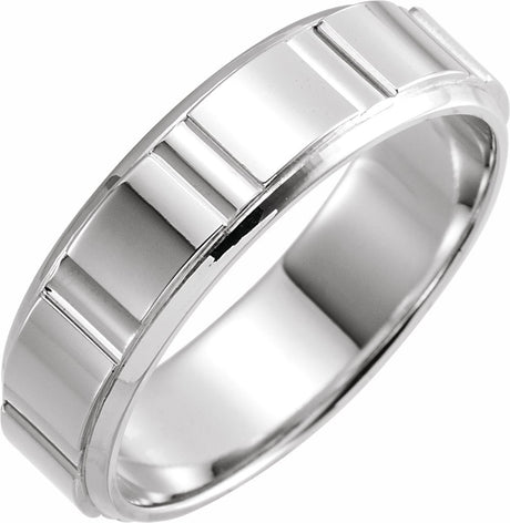 14K White Gold 6 mm Grooved Flat Band Size 7