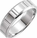 14K White Gold 6 mm Grooved Flat Band Size 9