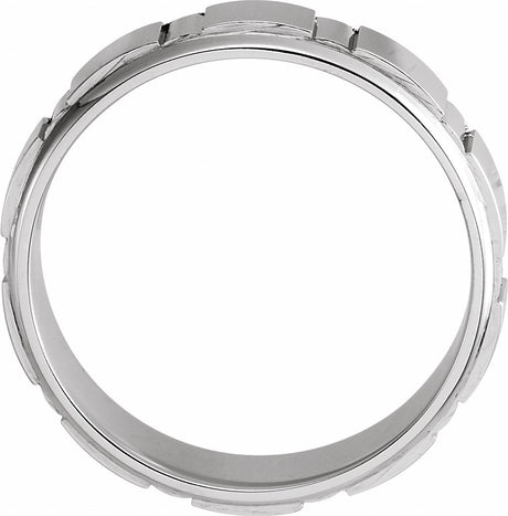 14K White Gold 6 mm Grooved Flat Band Size 7