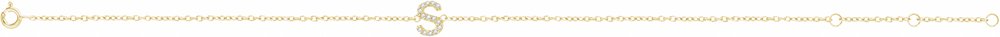 14K Yellow .05 CTW Natural Diamond Initial S 6-7" Bracelet