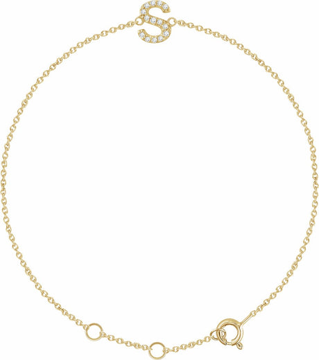 14K Yellow Gold Vermeil .06 CTW Lab-Grown Diamond Initial S 6-7" Bracelet