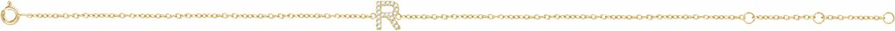 14K Yellow Gold .06 CTW Natural Diamond Initial R 6-7" Bracelet