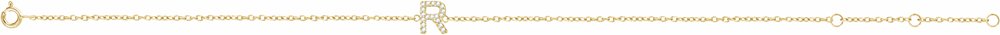 14K Yellow .06 CTW Natural Diamond Initial R 6-7" Bracelet