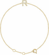 14K Yellow Gold .06 CTW Natural Diamond Initial R 6-7" Bracelet