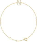 14K Yellow Gold .06 CTW Natural Diamond Initial N 6-7" Bracelet