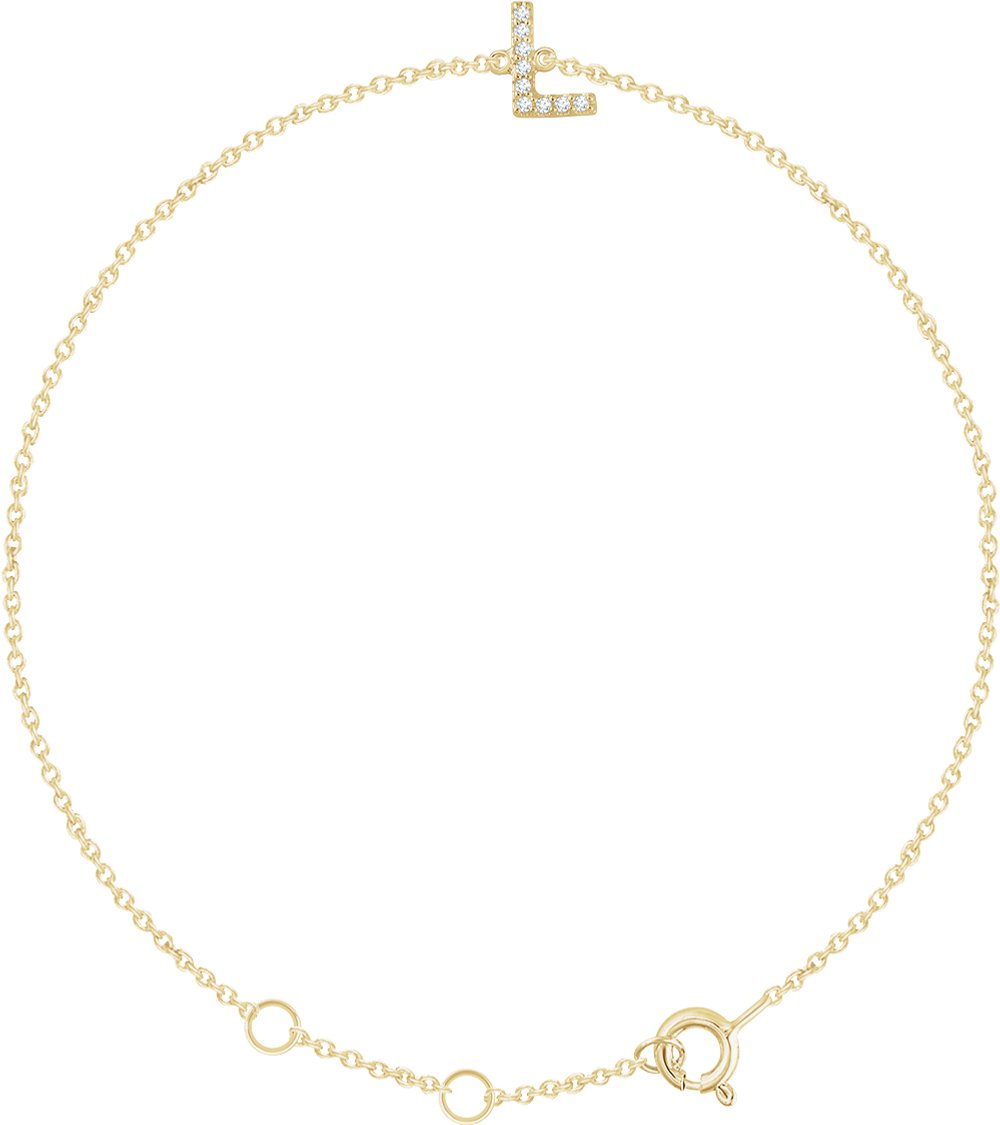 14K Yellow Gold .04 CTW Natural Diamond Initial L 6-7" Bracelet
