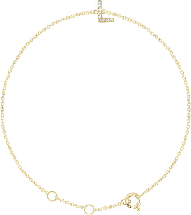 14K Yellow Gold .04 CTW Natural Diamond Initial L 6-7" Bracelet