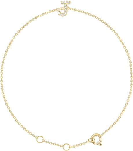 14K Yellow Gold .05 CTW Natural Diamond Initial J 6-7" Bracelet