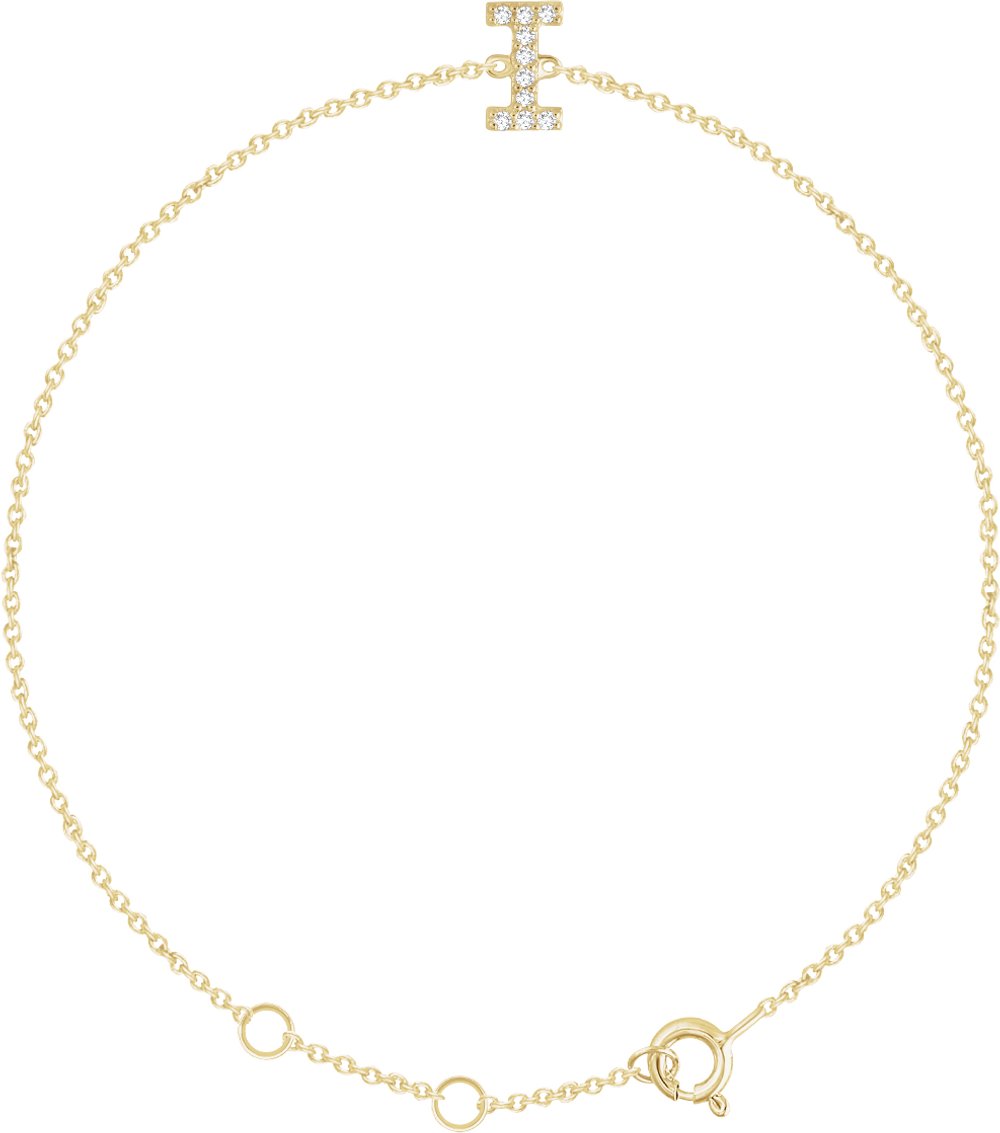 14K Yellow Gold .05 CTW Natural Diamond Initial I 6-7" Bracelet