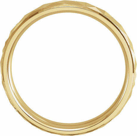 14K Yellow Gold 4 mm Stepped-Edge Geometric Half Round Band Size 9
