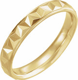 14K Yellow Gold 4 mm Stepped-Edge Geometric Half Round Band Size 9