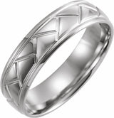 14K White Gold 6 mm Tread Pattern Comfort-Fit Half Round Band Size 14.5