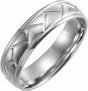 14K White Gold 6 mm Tread Pattern Comfort-Fit Half Round Band Size 14.5