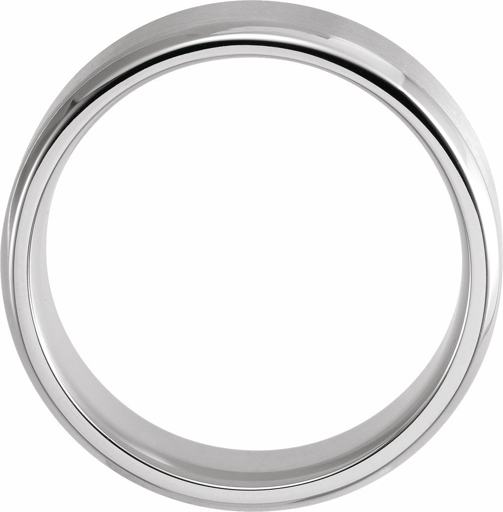 14K White 8 mm Beveled-Edge Band with Satin Finish Size 11