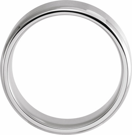 14K White 8 mm Beveled-Edge Band with Satin Finish Size 11