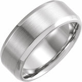 Sterling Silver 8 mm Beveled-Edge Band with Satin Finish Size 9.5