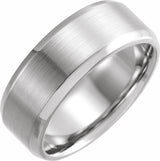 10K White Gold 8 mm Beveled-Edge Band with Satin Finish Size 11