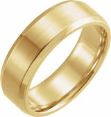 18K Yellow 7 mm Beveled-Edge Band with Satin Finish Size 7.5 