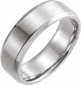 Platinum 7 mm Beveled-Edge Band with Satin Finish Size 7