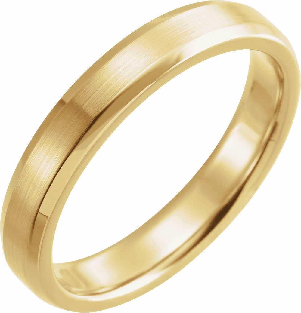 18K Yellow Gold 4 mm Beveled-Edge Band with Satin Finish Size 8 