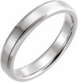 14K White 4 mm Beveled-Edge Band with Satin Finish Size 8.5