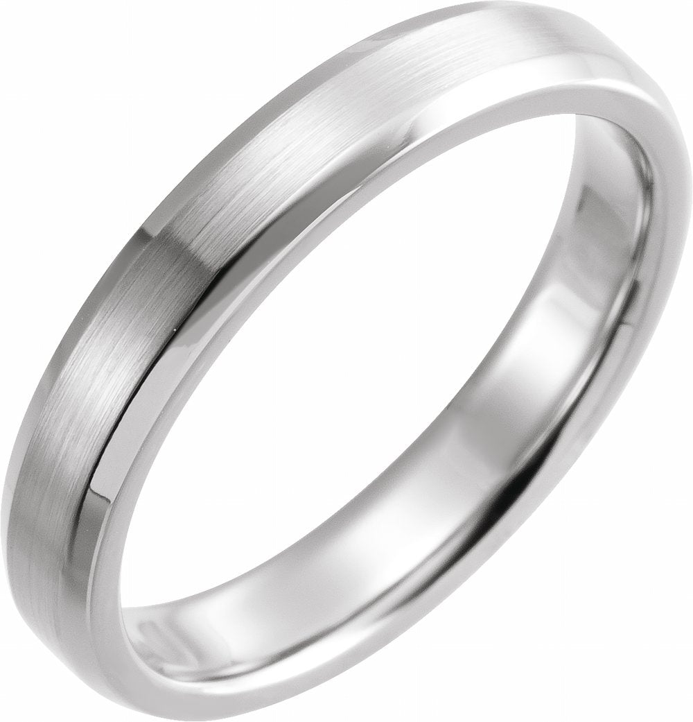 14K X1 White Gold 4 mm Beveled-Edge Band with Satin Finish Size 11.5