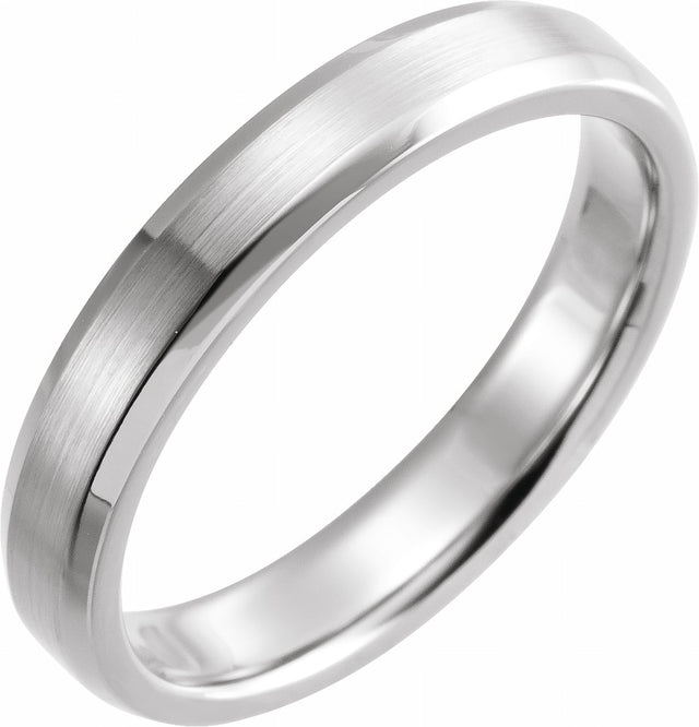 14K White Gold 4 mm Beveled-Edge Band with Satin Finish Size 7.5