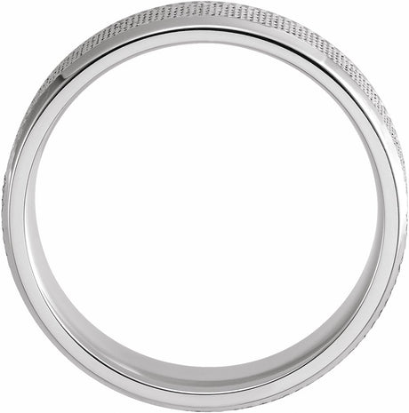 10K White Gold 6 mm  Knurled Beveled-Edge Band Size 8