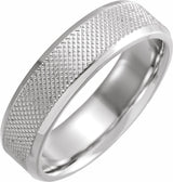 14K White 6 mm  Knurled Beveled-Edge Band Size 9