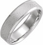 10K White Gold 6 mm  Knurled Beveled-Edge Band Size 8