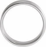 Sterling Silver 7 mm Knurled Stepped-Edge Flat Band Size 10