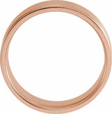 14K Rose Gold 7 mm Knurled Stepped-Edge Flat Band Size 10